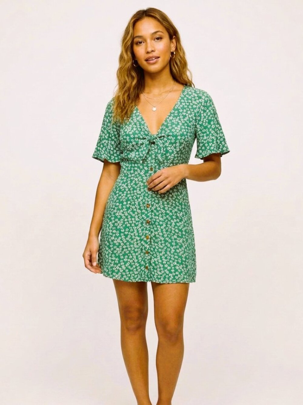 Abercrombie & Fitch Green Floral Button Down Dress